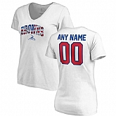 Women Customized Cleveland Browns NFL Pro Line by Fanatics Branded Any Name & Number Banner Wave V Neck T-Shirt White,baseball caps,new era cap wholesale,wholesale hats